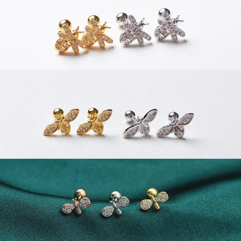 1pc Bee Stud Earrings For Women Ear Piercing Bar Gold Silver Color Cartilage Earrings Stainless Steel Tragus Helix Body Jewelry
1pc Bee Stud Earrings For Women Ear Piercing Bar Gold Silver Color Cartilage Earrings Stainless Steel Tragus Helix Body Jewelry