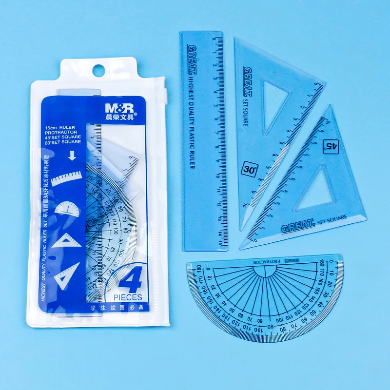 Hot Selling 4 Pcs/pack Students Maths Geometry Stationery Ruler Set Squares Protractor Supplies
Hot Selling 4 Pcs/pack Students Maths Geometry Stationery Ruler Set Squares Protractor Supplies