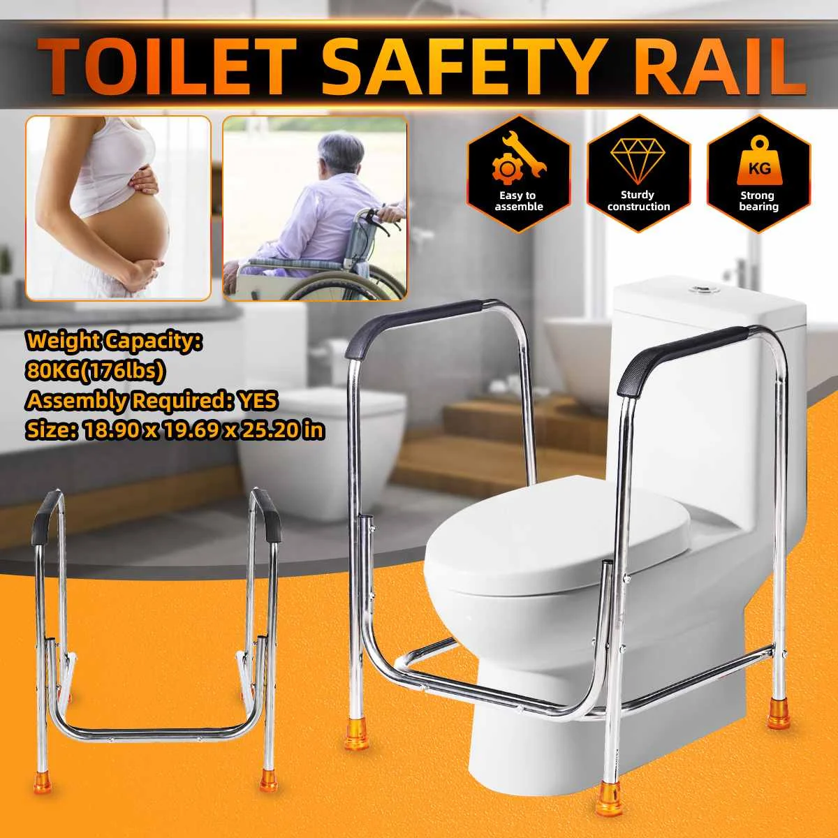 Bathroom Anti-slip Grab Bar Adjustable Toilet Frame Rack Safety Rails Shower Handrail Health For Pregnant Elderly Disabled
Bathroom Anti-slip Grab Bar Adjustable Toilet Frame Rack Safety Rails Shower Handrail Health For Pregnant Elderly Disabled