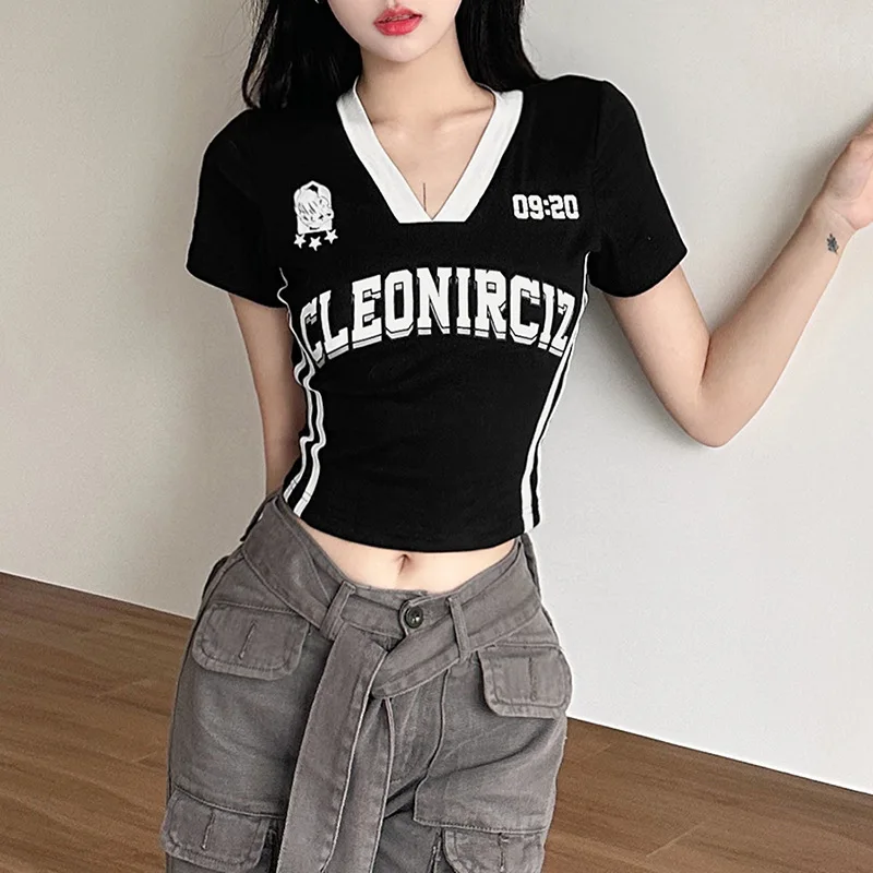 2023 New Fashion Solid Color Slim Fit Open Umbilical V-neck Printed Short Sleeve Women's T-Shirt
2023 New Fashion Solid Color Slim Fit Open Umbilical V-neck Printed Short Sleeve Women's T-Shirt