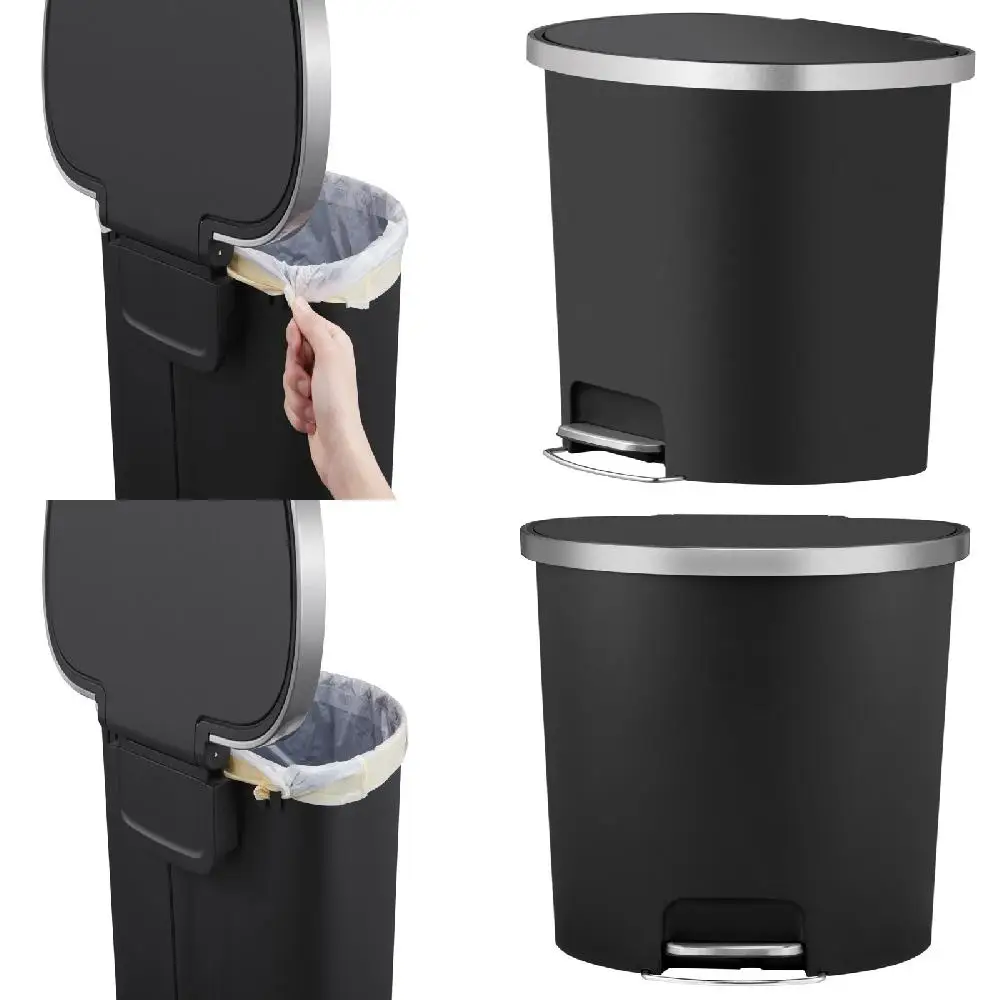 Elegant Black Semi-Round Plastic Kitchen Step Trash Can - Conveniently Holds More Waste for Home or Office
Elegant Black Semi-Round Plastic Kitchen Step Trash Can - Conveniently Holds More Waste for Home or Office