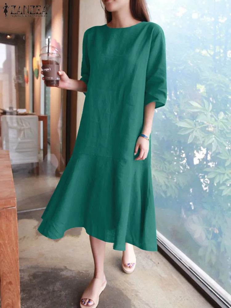 ZANZEA Fashion Half Sleeve O Neck Sundress Women Summer Dress Elegant Ruffles Vestido Causal Work Dresses Midi Robe Femme Kaftan 
ZANZEA Fashion Half Sleeve O Neck Sundress Women Summer Dress Elegant Ruffles Vestido Causal Work Dresses Midi Robe Femme Kaftan