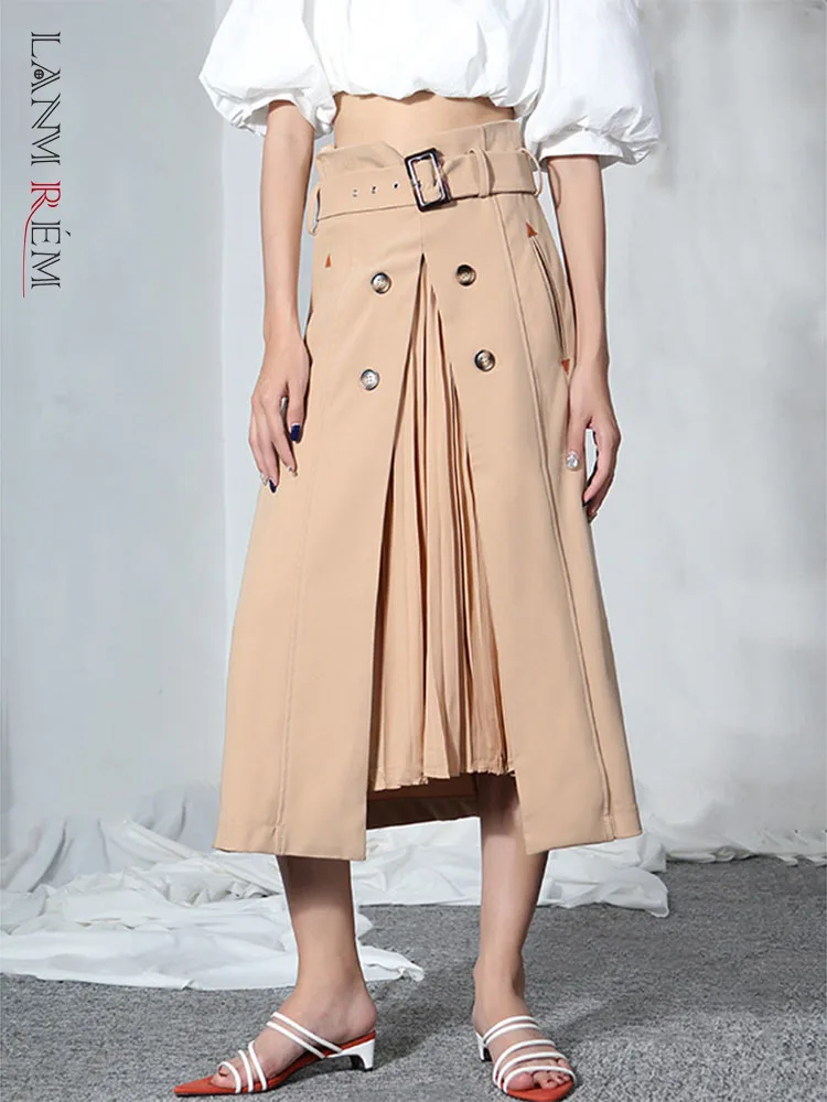 LANMREM 2023 Spring New High Waist Skirt With Belt Buttons Pleated Layered Lady Elegant Fashion Brown Patchwork Skirts 2R3015
LANMREM 2023 Spring New High Waist Skirt With Belt Buttons Pleated Layered Lady Elegant Fashion Brown Patchwork Skirts 2R3015