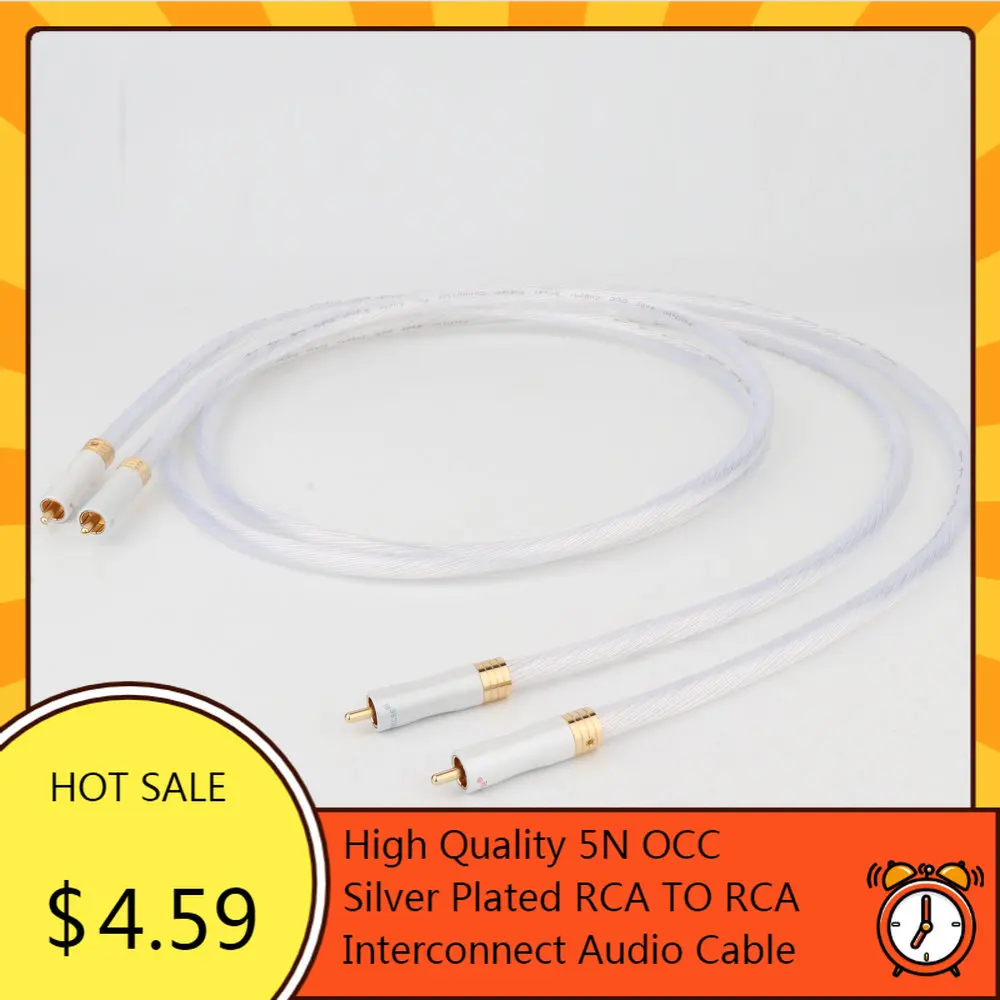 

High Quality 5N OCC Silver Plated RCA TO RCA Interconnect Audio Cable With Gold Plated RCA Plug