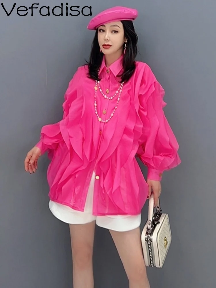 Vefadisa 2023 Spring Summer Chiffon POLO Collar Single Piece Top Rose Red Personalized Versatile Women Shirt Trendy Girl ZY505
Vefadisa 2023 Spring Summer Chiffon POLO Collar Single Piece Top Rose Red Personalized Versatile Women Shirt Trendy Girl ZY505