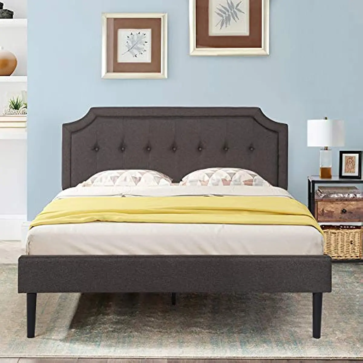 Premium Upholstered Platform Bed Diamond Stitched Panel Headboard, Metal Frame & 12 Strong Wood Slat Support
Premium Upholstered Platform Bed Diamond Stitched Panel Headboard, Metal Frame & 12 Strong Wood Slat Support