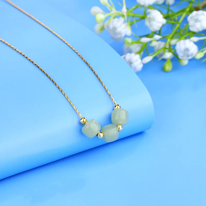 

Natural Stone Beads Pendant Necklaces for Women Simple Clavicle Chain Lucky gem Gemstone Necklace Fashion Jewelry Accessories