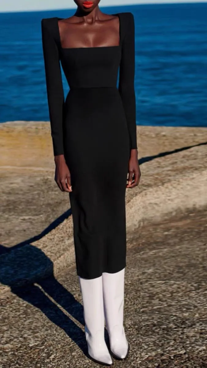 Women Luxury Square Collar Shoulder Padded Long Sleeve Event Slim Long Dress
Women Luxury Square Collar Shoulder Padded Long Sleeve Event Slim Long Dress