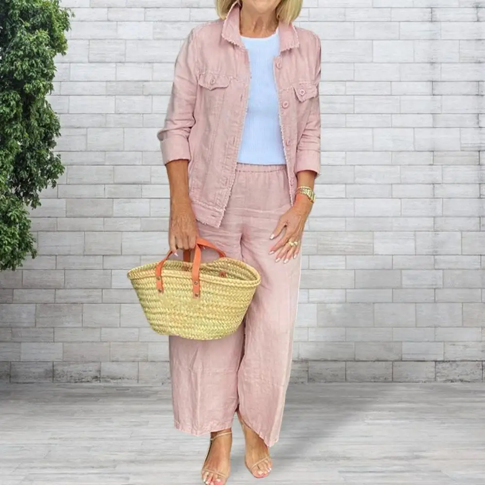 Turn-down Collar 2 Pcs/Set Fabulous Buttons Women Jacket Pants Suit Simple Women Clothing
Turn-down Collar 2 Pcs/Set Fabulous Buttons Women Jacket Pants Suit Simple Women Clothing
