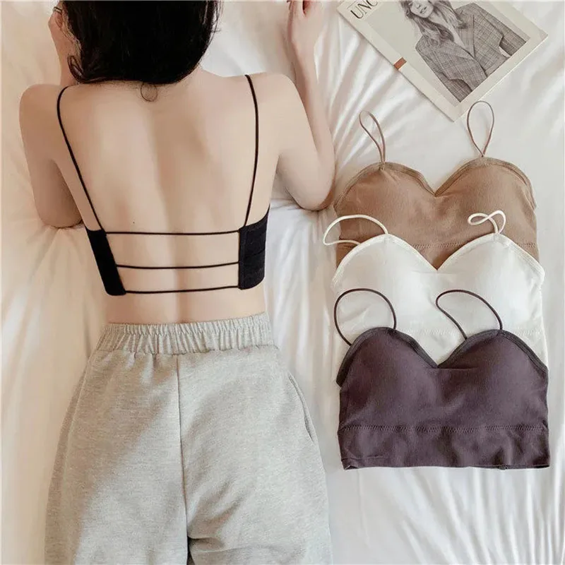 Camisole Women Sexy Crop Top Strap Backless Hollow Sling Thin Wrap Chest Bottom Vest Summer Black Tank Top with Built In Bra
Camisole Women Sexy Crop Top Strap Backless Hollow Sling Thin Wrap Chest Bottom Vest Summer Black Tank Top with Built In Bra