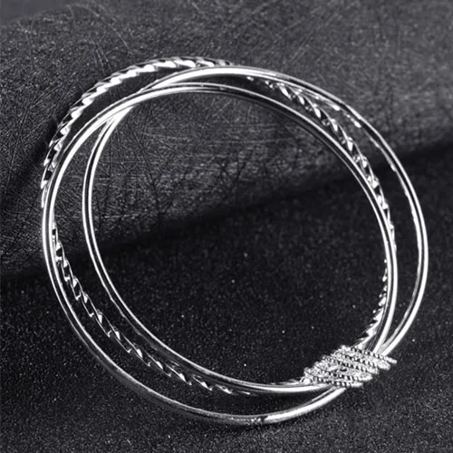 Fashion 925 Sterling Silver Woman Cuff Bracelet Three circle Retro Chain Bangle Party Jewelry Charm Girl Gifts Christmas
Fashion 925 Sterling Silver Woman Cuff Bracelet Three circle Retro Chain Bangle Party Jewelry Charm Girl Gifts Christmas