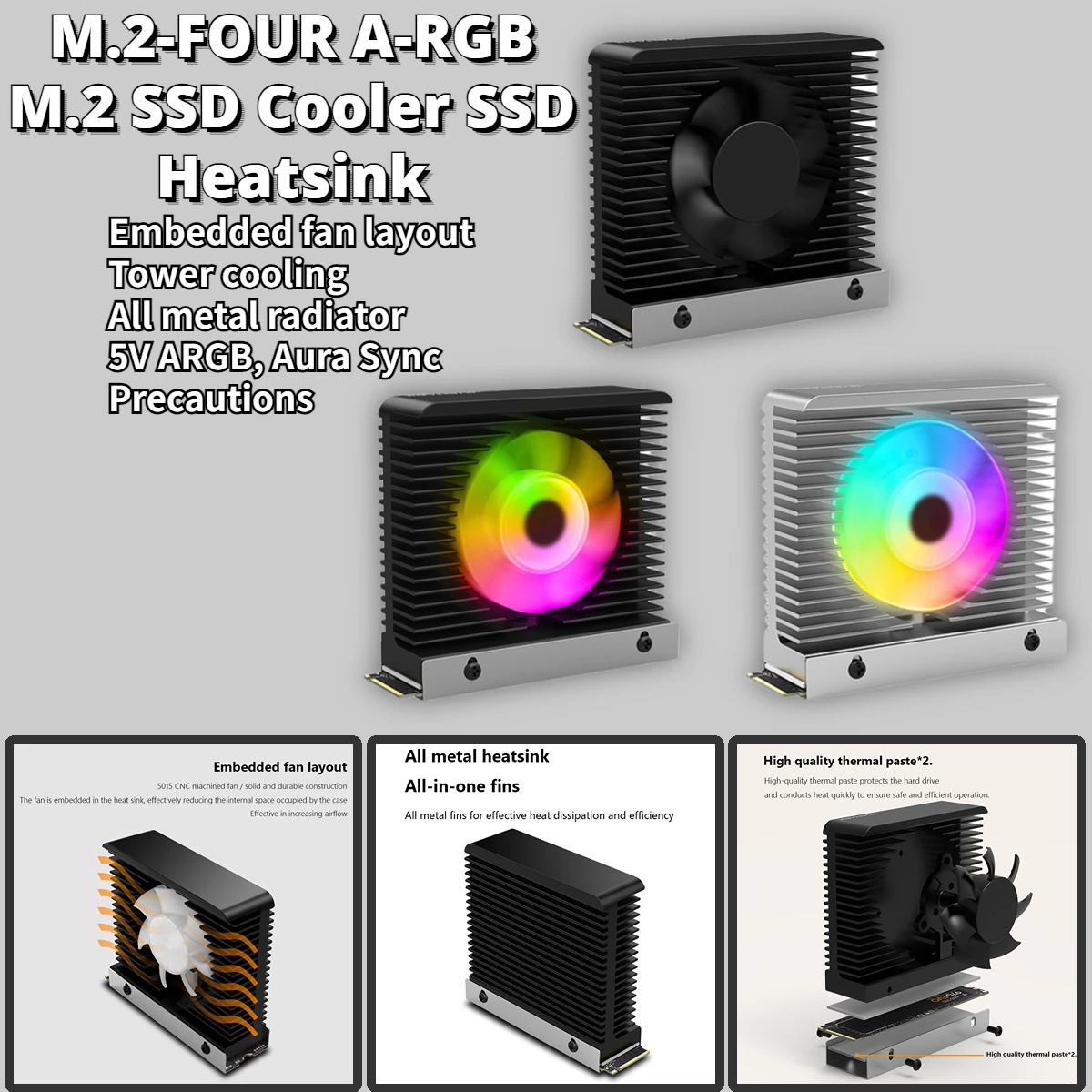 Активный твердотельный жесткий диск охладитель 5 в 3PIN ARGB CNC башенный радиатор из алюминиевого сплава Охлаждающие вентиляторы для M.2 2280 SSD 
Активный твердотельный жесткий диск охладитель 5 в 3PIN ARGB CNC башенный радиатор из алюминиевого сплава Охлаждающие вентиляторы для M.2 2280 SSD