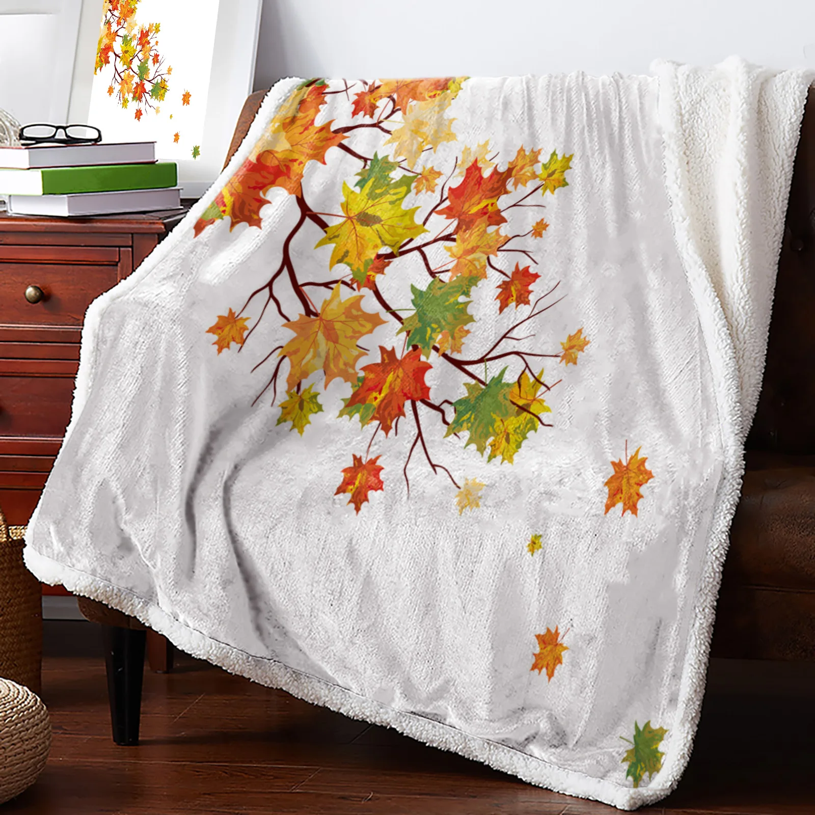 Autumn Maple Leaf Branches Home Lamb Cashmere Thick Bed Blanket Sofa Warm Flannel Duvet Cover Kids Bedspread 
Autumn Maple Leaf Branches Home Lamb Cashmere Thick Bed Blanket Sofa Warm Flannel Duvet Cover Kids Bedspread
