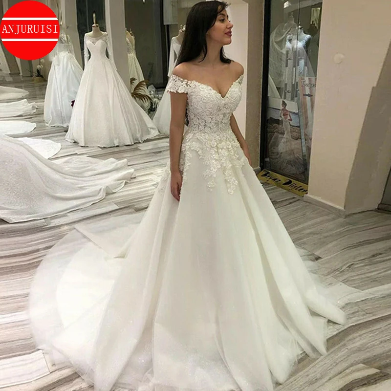 

Off The Shoulder Lace Appliques Wedding Dresses For Women 2023 Bride Gown Bead Vestidos De Novia Boda Suknia Ślubna Robe Mariage