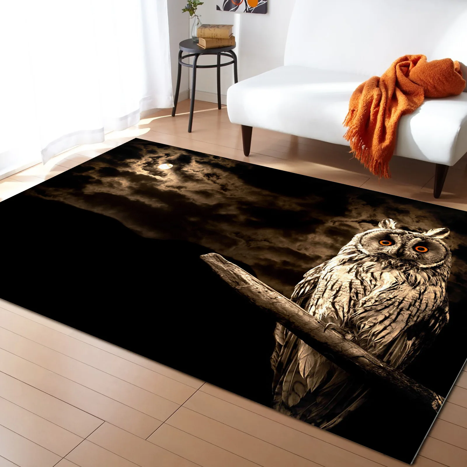 Ночной ковер с совой и Луной для гостиной детской кровати напольные ковры окна