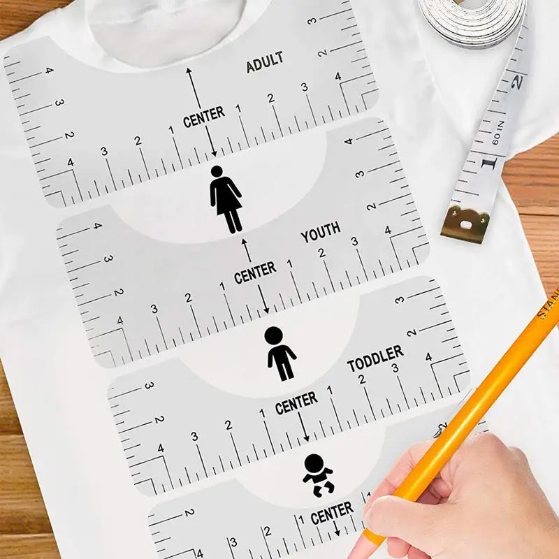 4/5PCS T-Shirt Alignment Ruler For Making Measuring Tape Tools Graphics Tshirt Alignment Tool Tshirt Craft Ruler With Guide Tool
4/5PCS T-Shirt Alignment Ruler For Making Measuring Tape Tools Graphics Tshirt Alignment Tool Tshirt Craft Ruler With Guide Tool