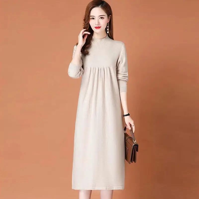 Women Dresses 2023 Autumn Winter Mock Neck Long Sleeve Basic Casual Sweater Dress Warm Chic Knitted Elegant Thick Dress R22
Women Dresses 2023 Autumn Winter Mock Neck Long Sleeve Basic Casual Sweater Dress Warm Chic Knitted Elegant Thick Dress R22