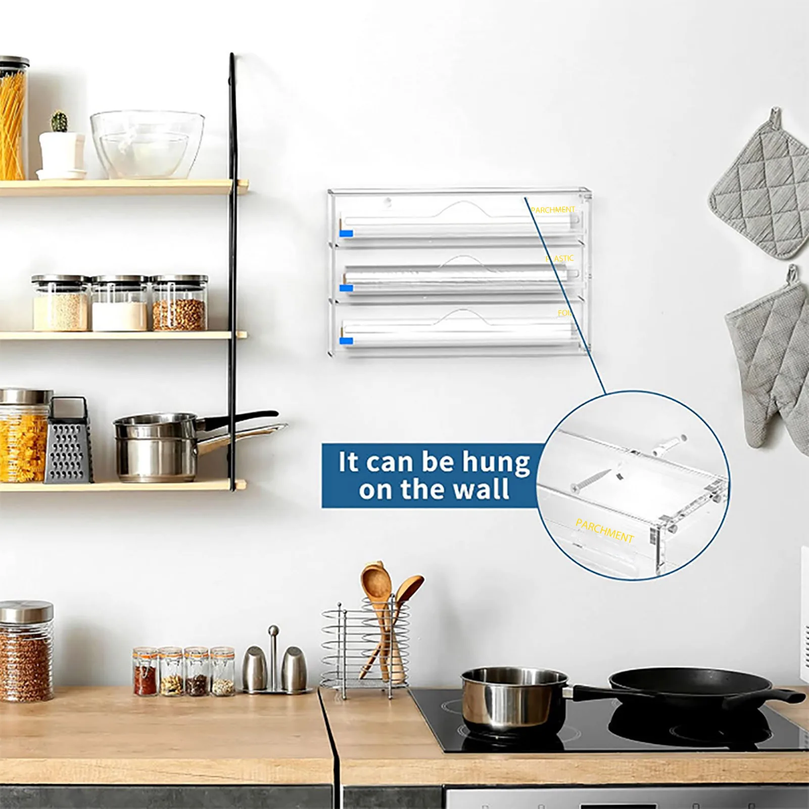 Acrylic Cling Film Wrap Dispenser With Slide Cutter Food Wraps Aluminum Foil Wax Paper Dispensers Kitchen Organization Accessory
Acrylic Cling Film Wrap Dispenser With Slide Cutter Food Wraps Aluminum Foil Wax Paper Dispensers Kitchen Organization Accessory