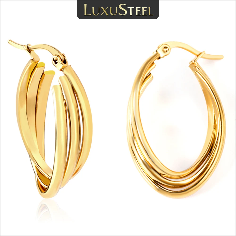 LUXUSTEEL Trendy Big Oval Hoop Earrrings Twist Metal Intertwine Design Stainless Steel Circle Luxury Korean Jewelry For Women
LUXUSTEEL Trendy Big Oval Hoop Earrrings Twist Metal Intertwine Design Stainless Steel Circle Luxury Korean Jewelry For Women
