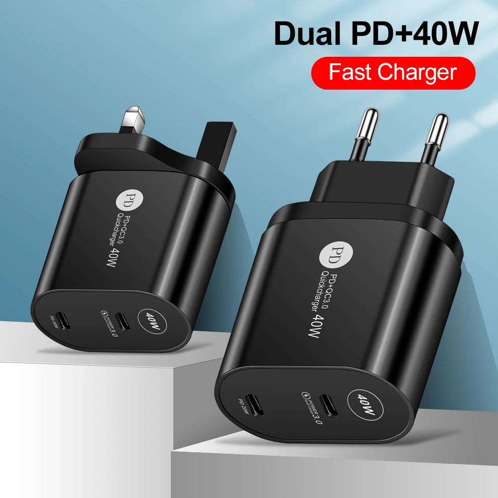 40W Quick Charger Dual PD USB Type-C QC 3.0 Fast Charger For iPhone 14 13 12 11 Pro Max Xr iPad Samsung Xiaomi Universal Adapter
40W Quick Charger Dual PD USB Type-C QC 3.0 Fast Charger For iPhone 14 13 12 11 Pro Max Xr iPad Samsung Xiaomi Universal Adapter