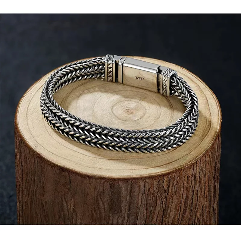 Handwoven 100% 925 Sterling Silver Bracelet Men's Trend Personality Retro Foot Silver Men's Hand Chained Luxury Jewelry Gifts
Handwoven 100% 925 Sterling Silver Bracelet Men's Trend Personality Retro Foot Silver Men's Hand Chained Luxury Jewelry Gifts