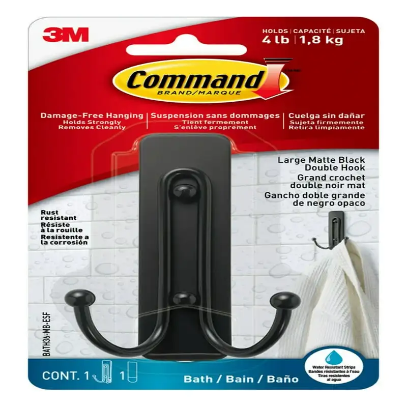 Double Bathroom Wall Hook, Black, Damage Free Holiday Bathroom Organizer, 1 Hook Shelves Storage Bathroom shelves Bathroom organ 
Double Bathroom Wall Hook, Black, Damage Free Holiday Bathroom Organizer, 1 Hook Shelves Storage Bathroom shelves Bathroom organ