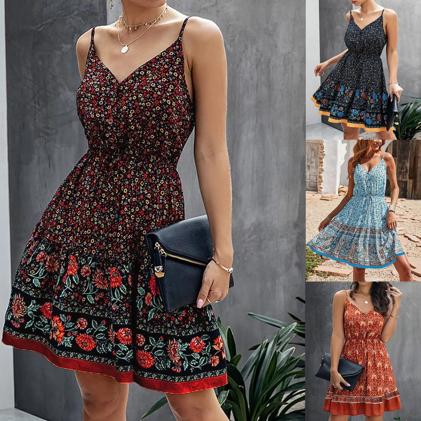 Dinner Dresses for Women Evening Sexy Women Floral Print Dresses V Neck Spaghetti Strap Dress Button Waistband Surplice Dress
Dinner Dresses for Women Evening Sexy Women Floral Print Dresses V Neck Spaghetti Strap Dress Button Waistband Surplice Dress