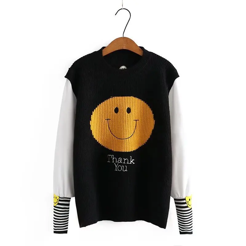 Plus Size Jumpers Spring 2022 Women's Clothes New Fashion Loose With Smiley Face Fake Two Piece Sweaters K73-281
Plus Size Jumpers Spring 2022 Women's Clothes New Fashion Loose With Smiley Face Fake Two Piece Sweaters K73-281