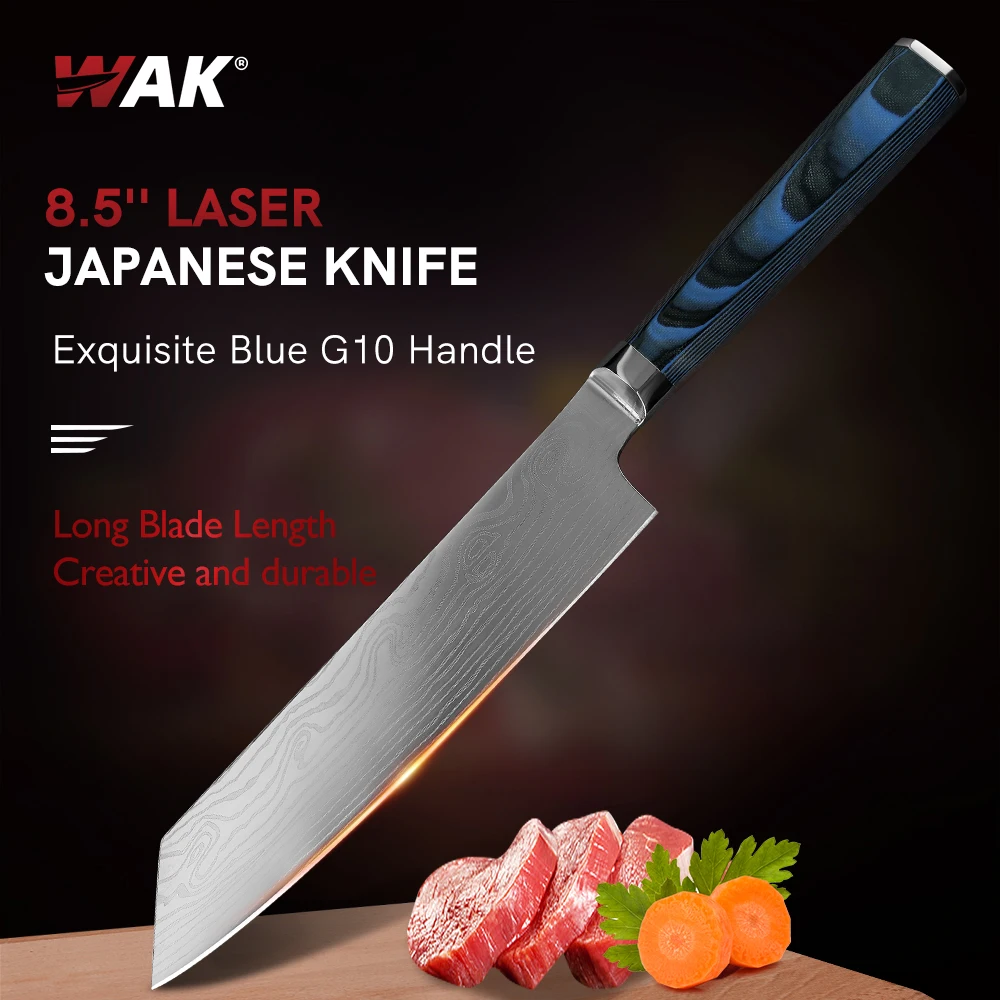 WAK 5Cr15mov Kitchen Kiristuke Knife Exquisite Blue G10 Handle Kitchen Cleaver Knife Laser Pattern Blade Kitchen Knives
WAK 5Cr15mov Kitchen Kiristuke Knife Exquisite Blue G10 Handle Kitchen Cleaver Knife Laser Pattern Blade Kitchen Knives