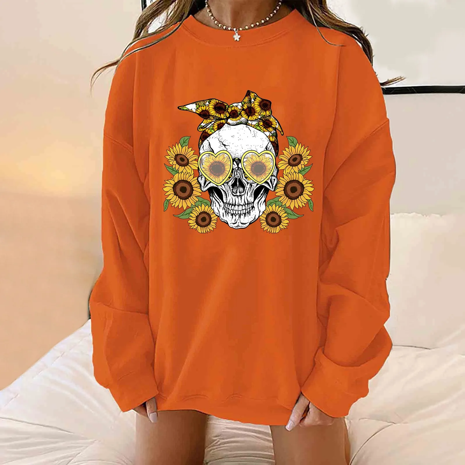 New Sunflower Skull Casual Sweatshirts Womens 3D Print Long Sleeve Pullover Tops Female Autumn Winter Sweatshirt Streetwear
New Sunflower Skull Casual Sweatshirts Womens 3D Print Long Sleeve Pullover Tops Female Autumn Winter Sweatshirt Streetwear
