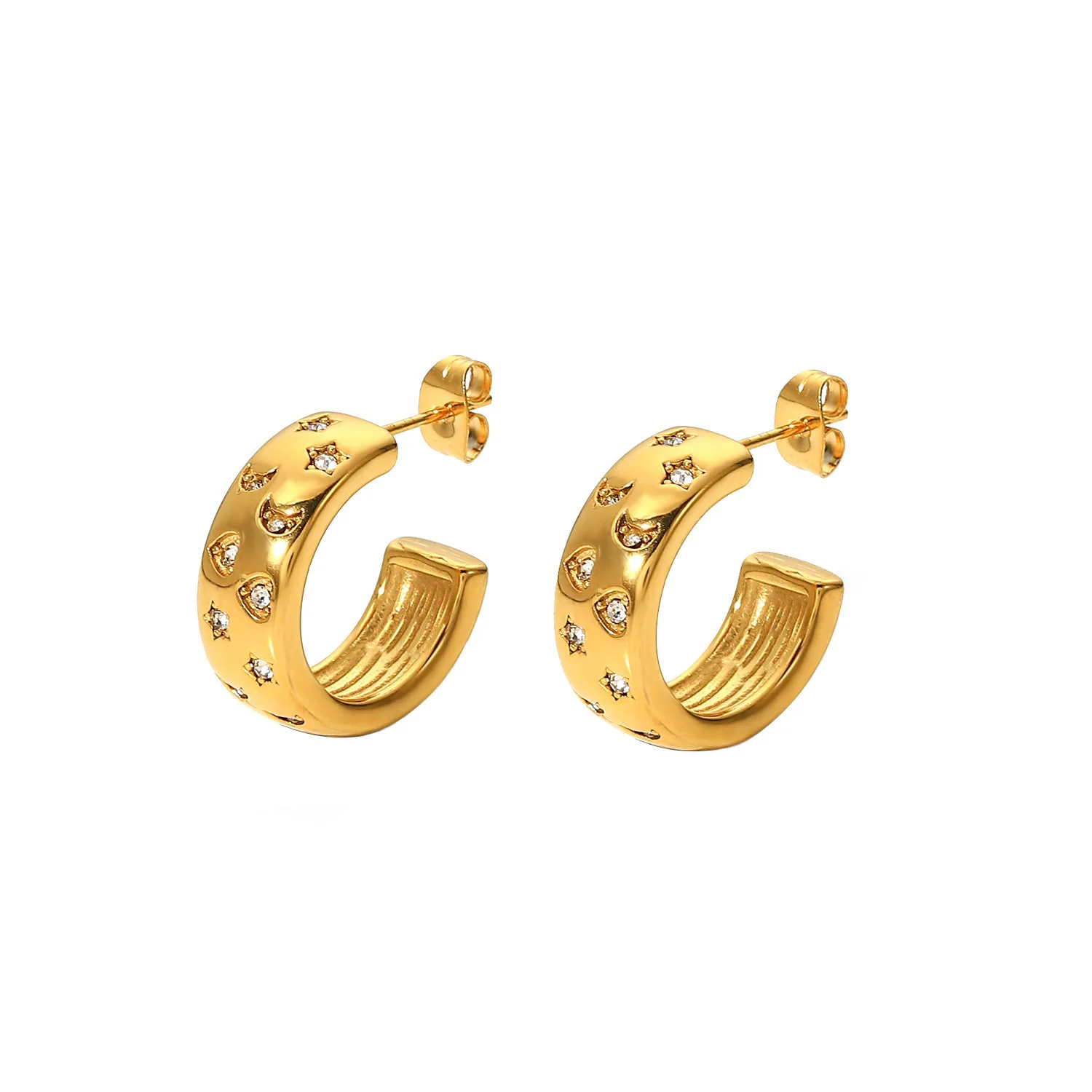 Women's Huggies Half Hoop Earrings, C Shap CZ Earring , Gold Color Elegant Thick Hoop Hypoallergenic
Women's Huggies Half Hoop Earrings, C Shap CZ Earring , Gold Color Elegant Thick Hoop Hypoallergenic