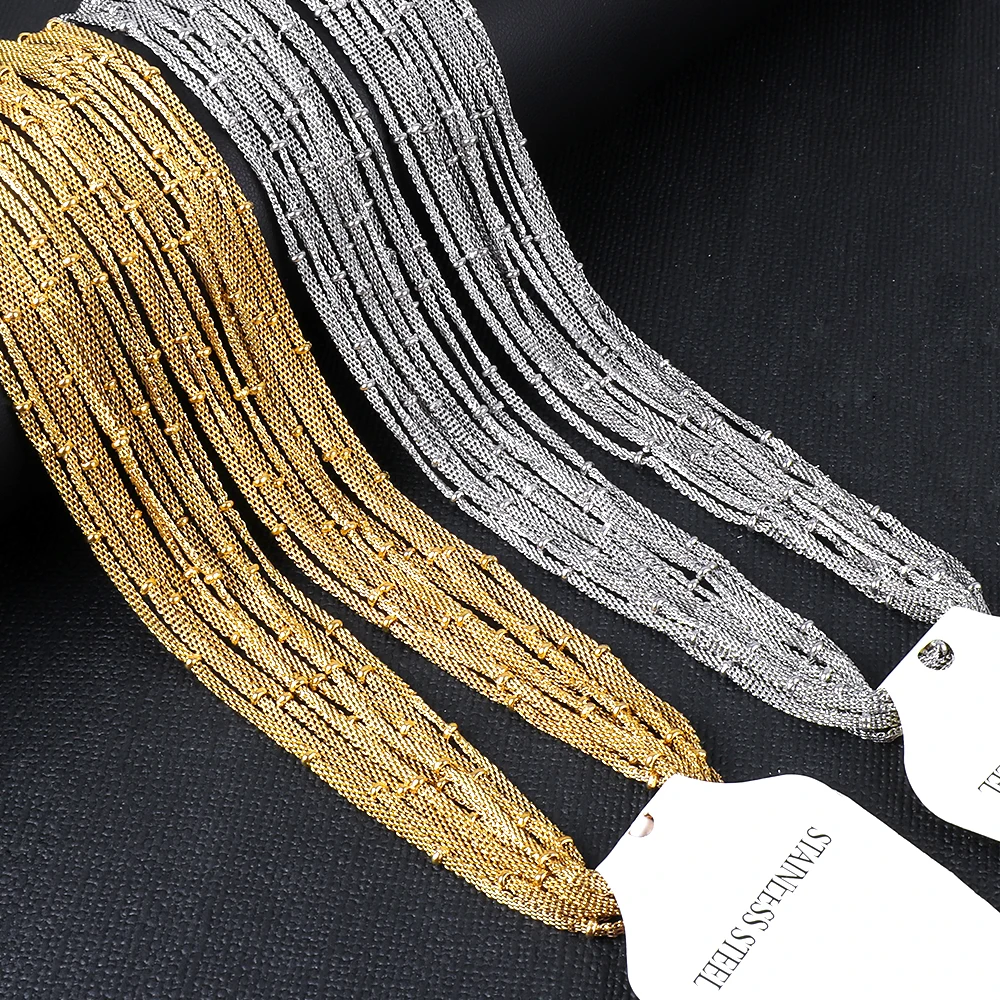 10pcs/Lot Stainless Steel Beads Chain Necklace For Women Men Gold Color Fashion Jewelry Choker Flat Long Chains Party Gift
10pcs/Lot Stainless Steel Beads Chain Necklace For Women Men Gold Color Fashion Jewelry Choker Flat Long Chains Party Gift