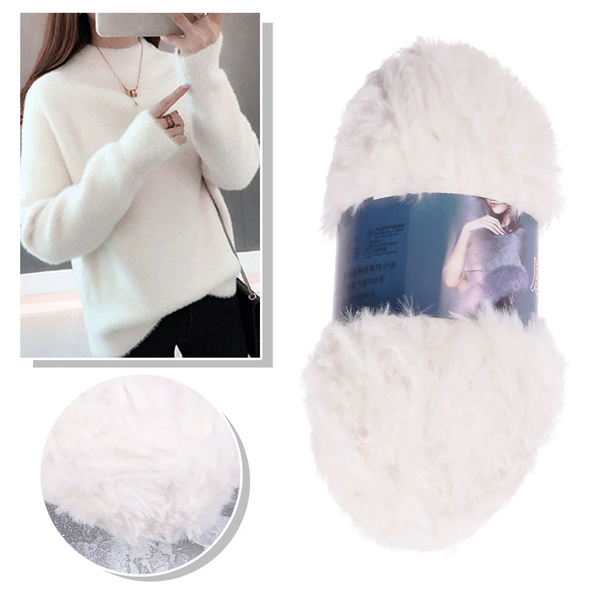 

Yarn Wool Fur Knitting Super Chunky Fluffy Thick Soft Eyelash Imitation Fuzzy Blanket Crochet Faux Sweater Roll Handcraft