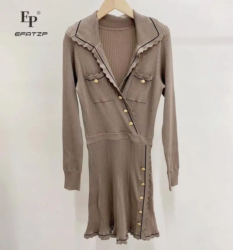 EFATZP Autumn 2022 New Style Fashion Knitted Women Mini Dress Long Sleeve Elastic Slim Buttons Lady Short Dress
EFATZP Autumn 2022 New Style Fashion Knitted Women Mini Dress Long Sleeve Elastic Slim Buttons Lady Short Dress