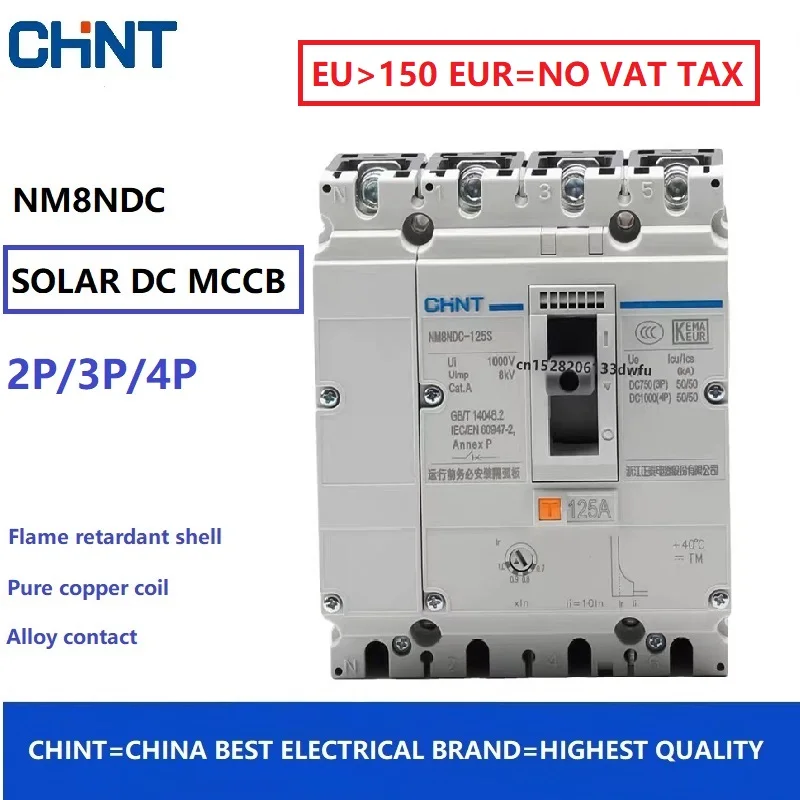 CHINT NM8NDC 2P 3P 4P DC MCCB Circuit Breaker Photovoltaic Solar Energy Power Circuit Breaker DC Motor
CHINT NM8NDC 2P 3P 4P DC MCCB Circuit Breaker Photovoltaic Solar Energy Power Circuit Breaker DC Motor