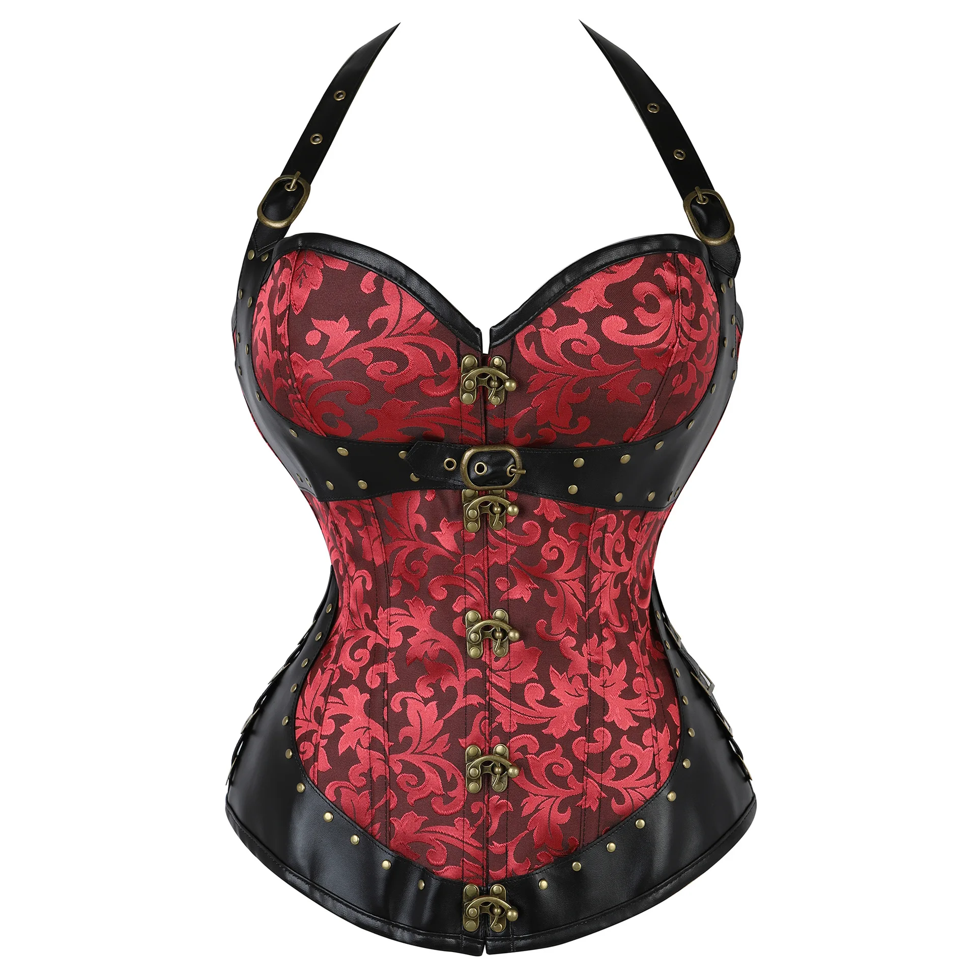 Neck Hanging Vintage Corset Waist Shaping 12 Steel Bones Red Brown Colors Body Shapwear Steampunk Style Goth Clothes for Women
Neck Hanging Vintage Corset Waist Shaping 12 Steel Bones Red Brown Colors Body Shapwear Steampunk Style Goth Clothes for Women