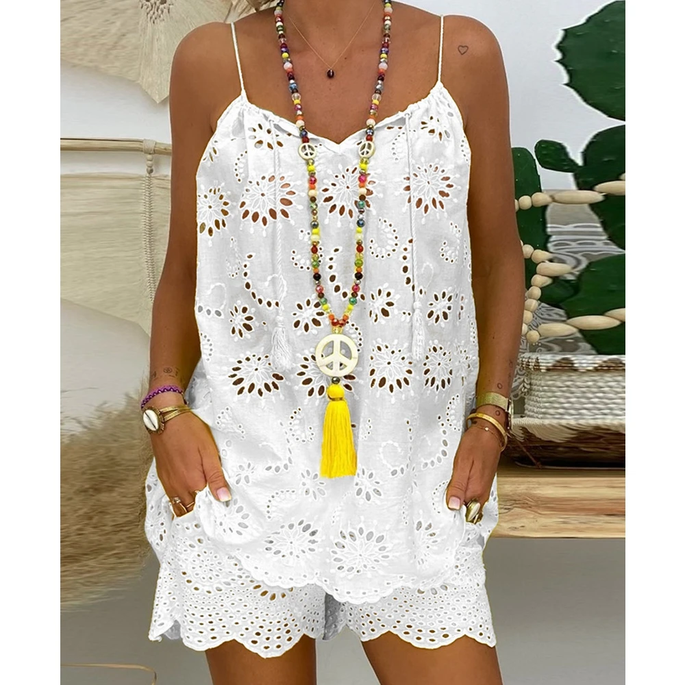 Hollow Camis Top Women Summer Pajamas Set Two Piece Outfits Short Pants Pattern Sexy Tassel Tank Top Dress Set Shorts
Hollow Camis Top Women Summer Pajamas Set Two Piece Outfits Short Pants Pattern Sexy Tassel Tank Top Dress Set Shorts