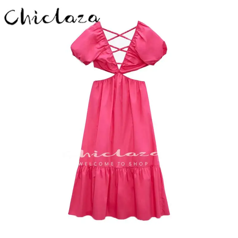CHICLAZA 2022 Summer Woman Fashion V neck Midi Dress Female Vintage Puff Sleeves Backless A word Ruffled Dresses
CHICLAZA 2022 Summer Woman Fashion V neck Midi Dress Female Vintage Puff Sleeves Backless A word Ruffled Dresses