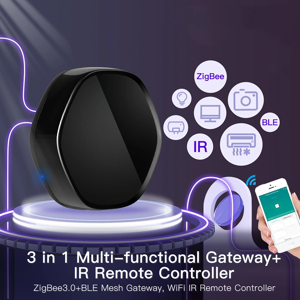 Шлюз Tuya ZigBee для смартфона, дистанционное управление через приложение, хаб с инфракрасными приборами для телевизора, устройство для помещен... 
Шлюз Tuya ZigBee для смартфона, дистанционное управление через приложение, хаб с инфракрасными приборами для телевизора, устройство для помещен...