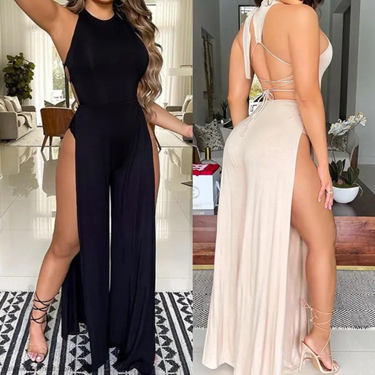 Long Dress Summer Backless Dresses Women's Wear,sexy Hollow Out,nightclub Tight Open Back Jumpsuit,split,bandage,loose,black,
Long Dress Summer Backless Dresses Women's Wear,sexy Hollow Out,nightclub Tight Open Back Jumpsuit,split,bandage,loose,black,