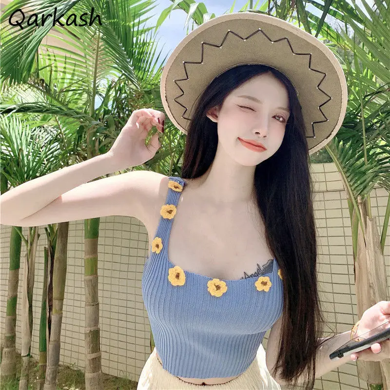 Appliques Knitted Tanks for Women Y2k Korean Style Sexy Slim 2022 Summer Crop Tops Harajuku Stylish Sweet Cute Lovely Females
Appliques Knitted Tanks for Women Y2k Korean Style Sexy Slim 2022 Summer Crop Tops Harajuku Stylish Sweet Cute Lovely Females