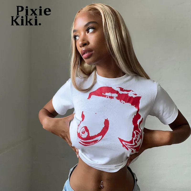 Футболка PixieKiki с абстрактным принтом для девочек, футболка с коротким рукавом и круглым вырезом, в эстетике Y2k, Летняя женская одежда
Футболка PixieKiki с абстрактным принтом для девочек, футболка с коротким рукавом и круглым вырезом, в эстетике Y2k, Летняя женская одежда