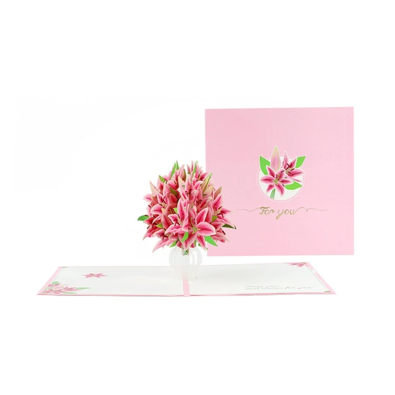 

Роза Лилия Цветок 3D для всплывающей розы Лилия Цветок поздравительная открытка День Святого Валентина открытки с конвертом на день рождения