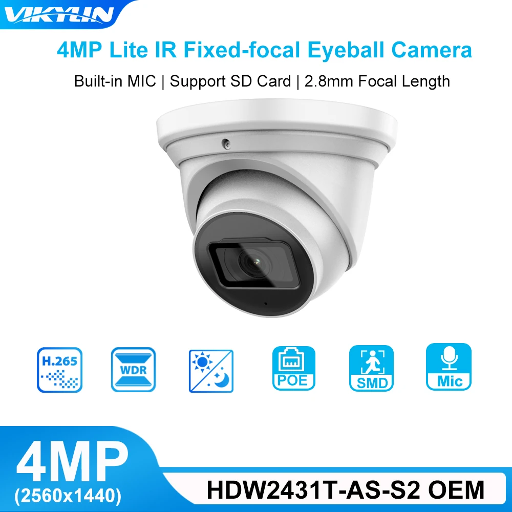 Vikylin HDW2431T-AS-S2 For DAHUA OEM IP Security Camera 4MP CCTV Surveillance IR Cam Night Vision PoE with Mic IP67 Waterproof
Vikylin HDW2431T-AS-S2 For DAHUA OEM IP Security Camera 4MP CCTV Surveillance IR Cam Night Vision PoE with Mic IP67 Waterproof