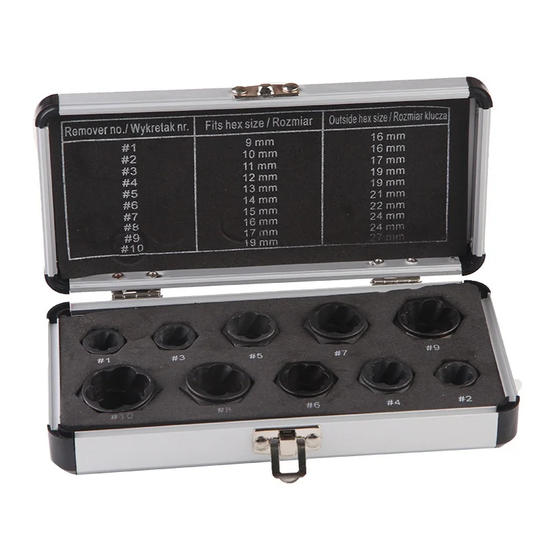 10pcs/set Wrench Tool Complete Remover Bolt and Nut Extractor Damaged Vehicle Rusted Socket
10pcs/set Wrench Tool Complete Remover Bolt and Nut Extractor Damaged Vehicle Rusted Socket