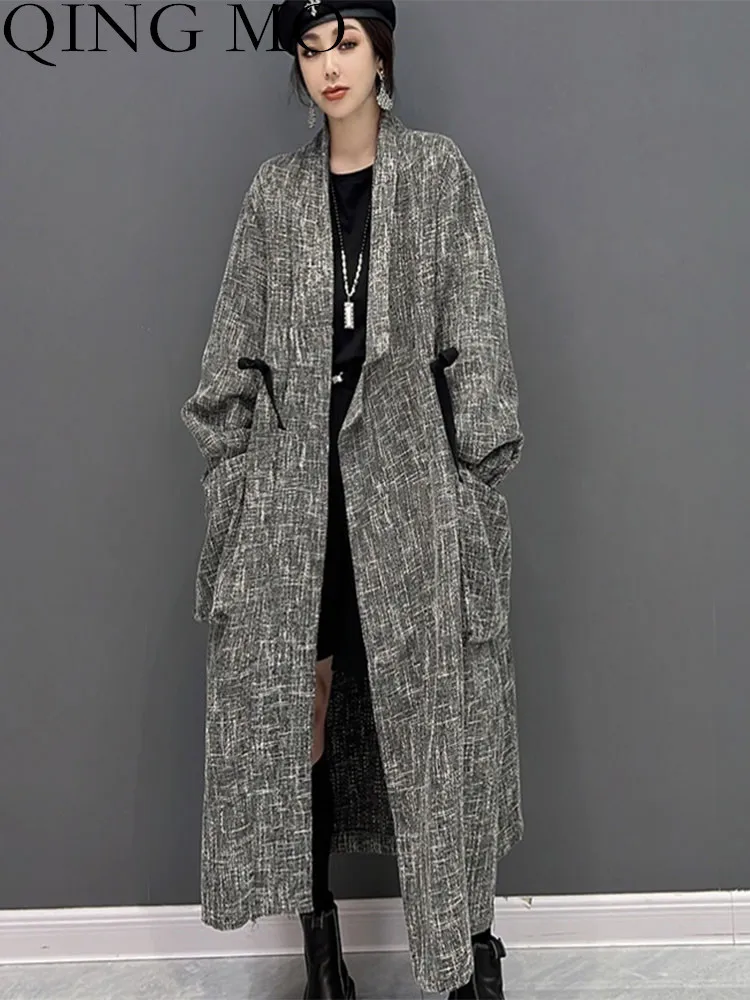 QING MO Women Big Pocket Lapel Trench Coat Loose Mid-length Frenulum High Waist Long Sleeves Coat 2023 Autumn Winter LHX1547A
QING MO Women Big Pocket Lapel Trench Coat Loose Mid-length Frenulum High Waist Long Sleeves Coat 2023 Autumn Winter LHX1547A