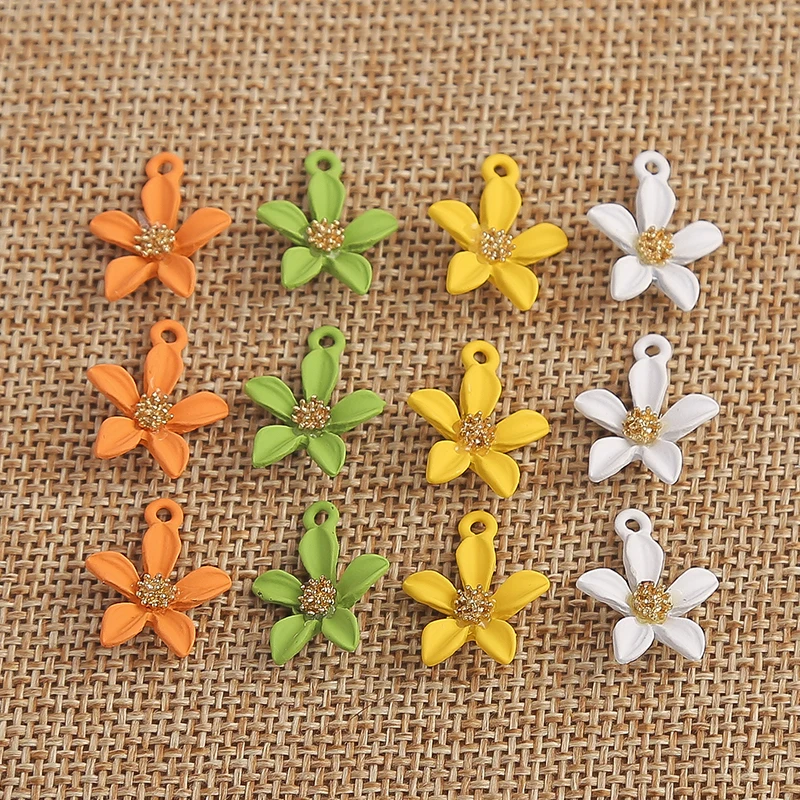 10pcs Cute Colorful Alloy Flower Charms for DIY Handmade Earrings Pendants Necklaces Keychains Jewelry Making Accessories
10pcs Cute Colorful Alloy Flower Charms for DIY Handmade Earrings Pendants Necklaces Keychains Jewelry Making Accessories