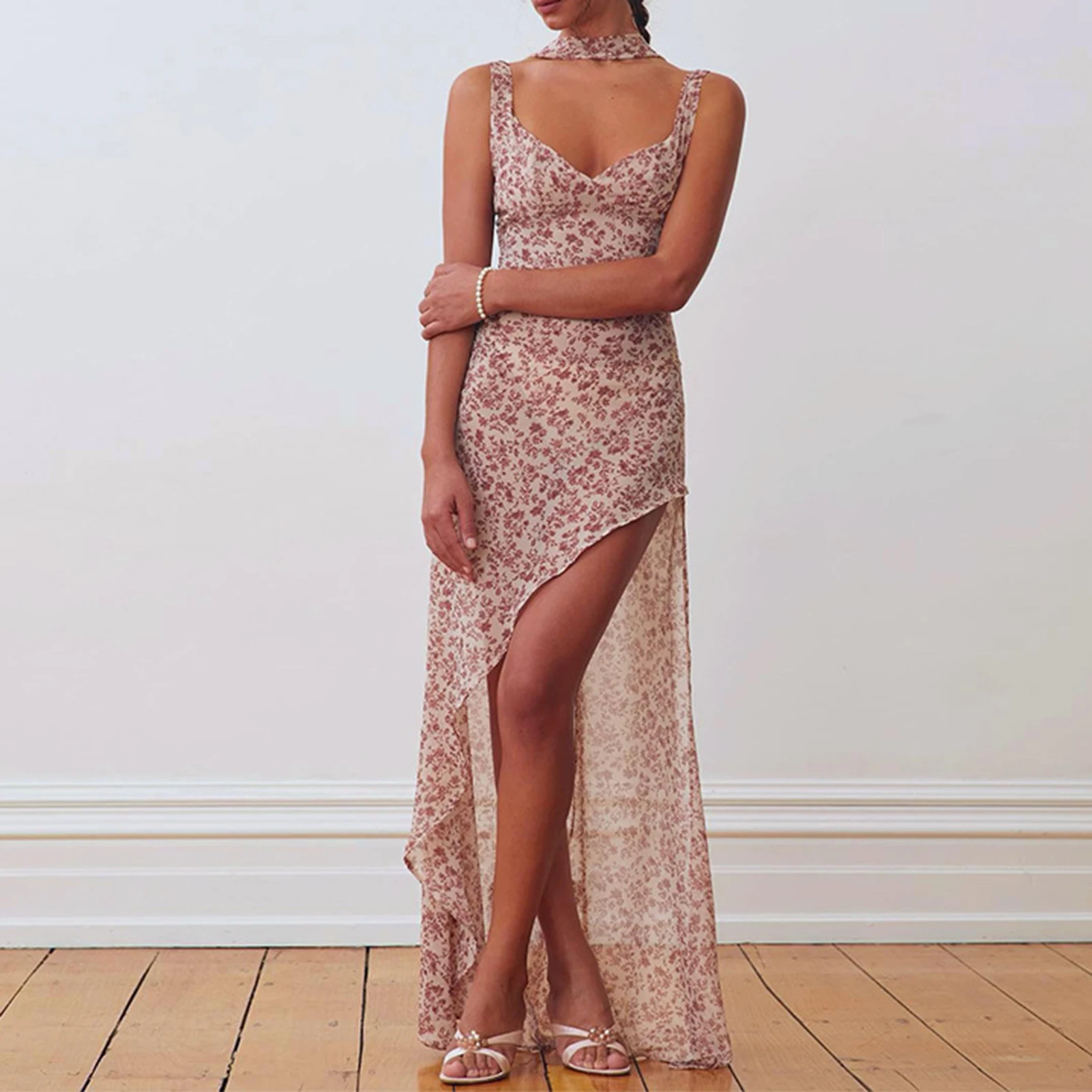 Women Floral Print Dress Chiffon Bodycon Dress V Neck Lace-up Asymmetrical Sleeveless Cocktail Party Clothing
Women Floral Print Dress Chiffon Bodycon Dress V Neck Lace-up Asymmetrical Sleeveless Cocktail Party Clothing