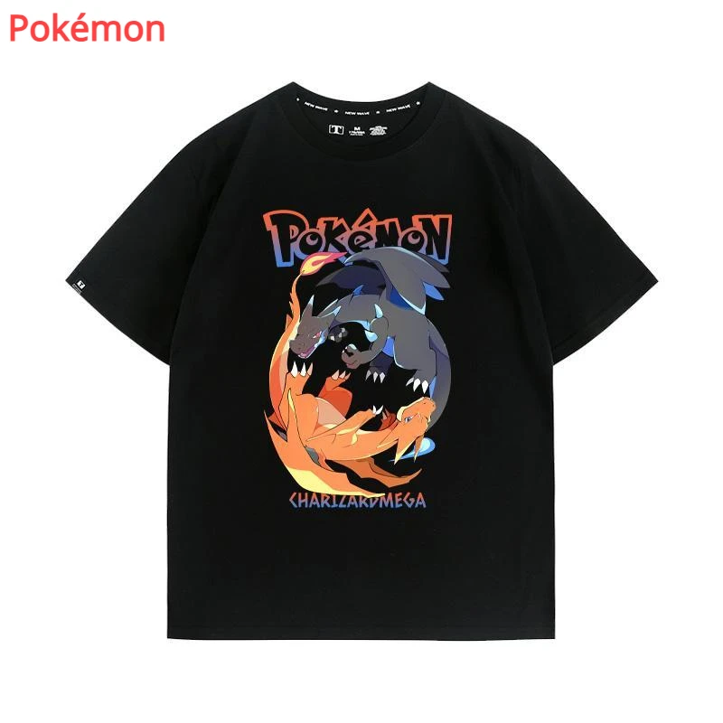 

Pokémon T-shirt Peripheral Charizard Summer Short Sleeve Student Men's Clothes Loose Printed Clothes Trendy Cotton T-Shirt