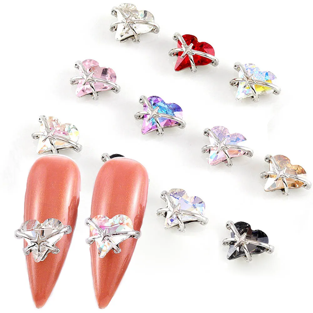 10Pcs/lot 3D Heart Planet Nail Art Charms Crooked Heart Nail Accessories Crystal Clear Silver Star Aurora Gems Nail Parts Bulk 
10Pcs/lot 3D Heart Planet Nail Art Charms Crooked Heart Nail Accessories Crystal Clear Silver Star Aurora Gems Nail Parts Bulk